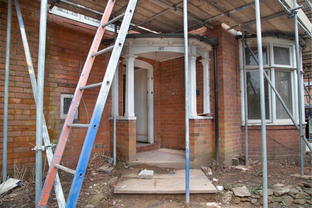 front entrance strip out ready for renovation